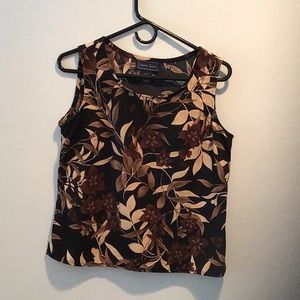 Laura Scott Small Brown Floral Print Tank Top